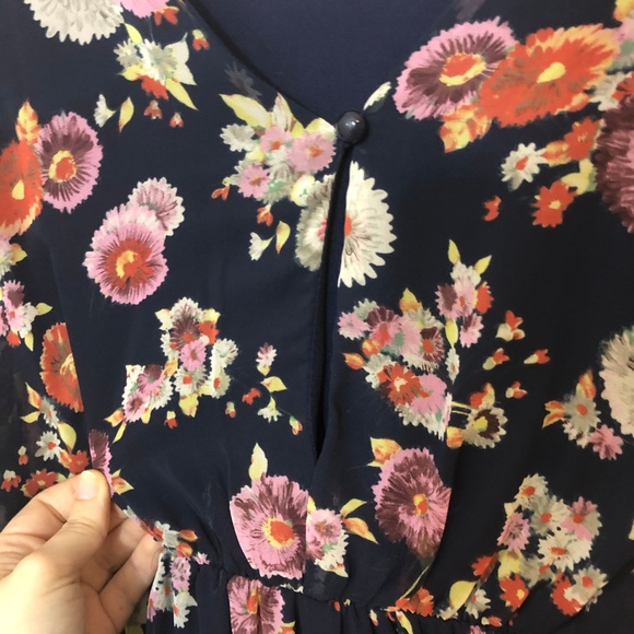 Navy Floral Flowy Dress - Picture 7 of 7